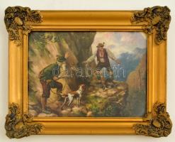 Blondel képkeret, nyomattal, belső:18×24 cm, külső:25×30 cm