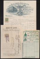 cca 1850-1910 5 db díszes, grafikus fejlécű számla különféle üzletekből