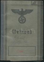1938-1944 Deutsches Reich Wehrpaß, Németország III. Birodalom gyalogos katona fényképes katonakönyve, bejegyzésekkel / 1943 Deutsches Reich Infantry soldiers book