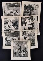 Pornográf metszetekről készült modern másolatok, 7 db, 25x23 cm