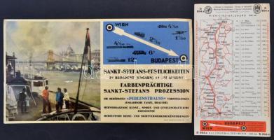 cca 1936-1938 Bécs-Budapest utazási reklám és szórólap német nyelven, 2 db