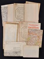 cca 1910-1940 Vegyes térkép tétel, 18 db, közte katonai és háborús térképek, különféle kiadásban, és méretben, változó állapotban