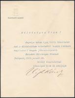 1916 Végh Károly az MFRT hajózási vállalat igazgatójának aláírt köszönő levele kinevezése alkalmából