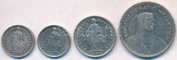 Svájc 1942. 1/2Fr Ag + 1968. 1/2Fr + 1975. 1Fr + 1999. 5Fr T:2,2-
Switzerland 1942. 1/2 Franc Ag + ...
