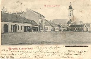 Komárom, Komárno; Kossuth Lajos tér, Hacsek Pál mészáros és hentes üzlete / square, butcher shop (lyuk / pinhole)