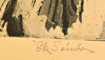 Ék Sándor (1902-1975): Ülő kisfiú. Rézkarc, papír, jelzett, 40×31 cm