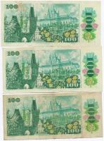 Csehszlovákia 1989. 100K (3x) közte 2db közeli sorszám T:III
Czechoslovakia 1989. 100 Korun (3x) wi...