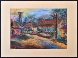 Jelzés nélkül: Utca részlet. Pasztell, papír, 22×30 cm