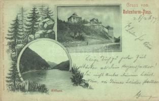 1899 Vöröstoronyi-szoros, Roter-Turm-Pass, Pasul Turnu Rosu; Altfluss. Jos. Drotleff, G. A. Seraphin / vár, Olt folyó / castle, river. floral Art Nouveau (kis szakadás / small tear)
