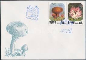 Mushroom set + mini sheet + 3 FDC Gombák sor + kisív + 3 db FDC