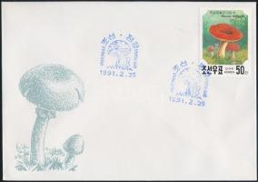 Mushroom set + mini sheet + 3 FDC Gombák sor + kisív + 3 db FDC