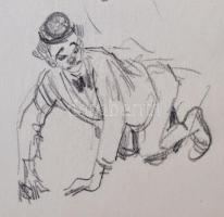 Biai-Föglein István (1905-1974): Bohócok (vázlat). Ceruza, papír, jelzett, 24×30 cm