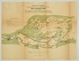 1865 Buda-Pest városán átvonuló hajózható csatornák Duna szabályozási tervezet, 2 db térkép, Pollák Testvérek, hajtásoknál szakadások, egyik szétvált , 38x48 cm