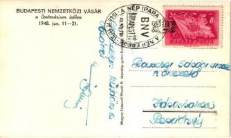 1948 Budapest, Nemzetközi Vásár, Goldberger textilipari pavilon, Csepeli Üveggyár + 1948 BNV. A nép ...