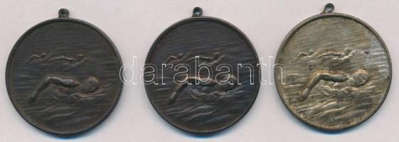 1952. "Előre S.E." Br úszó díjérem füllel (3x) egyik ezüstözött (40mm) T:2,2- kopott ezüst...