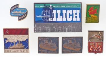 Szovjetunió DN 7db-os, vegyes hajózással kapcsolatos jelvény T:2,2- Soviet Union ND 7pcs of seaship themed badges C:XF,VF