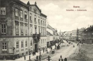 Sopron, Várkerület, Széchenyi tér, villamos. Breuer D. kiadása