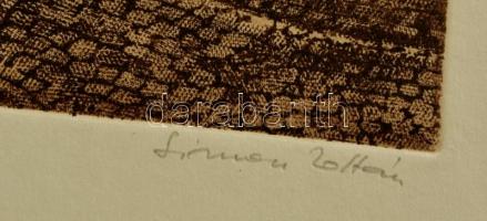 Simon Zoltán (1950-): Halászbástya. Rézkarc, papír, jelzett, 27×18 cm