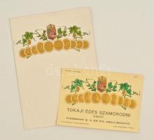 cca 1910 Flegmann Abaújszántó Édes Szamorodni dombornyomásos dekoratív borcímke és levélpapír, 2 db