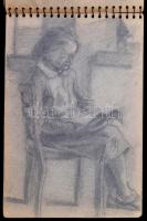 Gáspár Péter (1937-1991): Vázlat füzet 2db. Különféle technikákkal, több mint 40 rajzzal