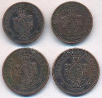 Német Államok / Szászország-Albertin 1864B 2pf Cu + 1865B 1pf Cu + 1866B 1pf Cu + 1869B 2pf Cu T:2,2...