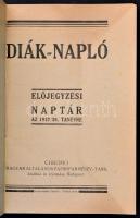 1937-1938 Diáknapló, előjegyzési naptár, irredenta címlappal és berlini olimpiai részletekkel, kitöl...
