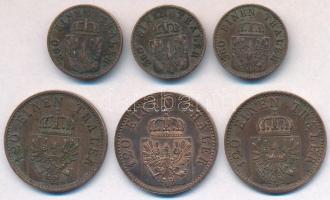Német Államok / Poroszország 1865A 1pf Cu + 1868B 1pf Cu + 1869A 1pf Cu + 1871A 3pf Cu + 1871C 3pf C...