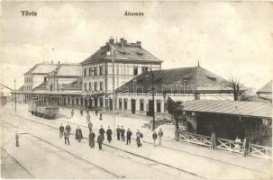 Tövis, Teius; vasútállomás, vagonok / railway station, wagons (EK)