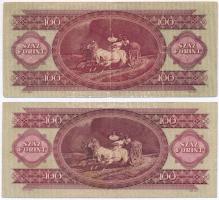1949. 100Ft (2x) egyik alacsony sorszámmal T:III