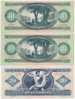 1975. 10Ft (2x) közeli sorszámok + 1980. 20Ft T:I-,II