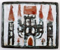 Iparművészi Vállalatos retro falikép, mázas kerámia, jelzett (AM), hibátlan, 14×17 cm