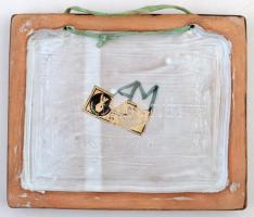 Iparművészi Vállalatos retro falikép, mázas kerámia, jelzett (AM), hibátlan, 14×17 cm