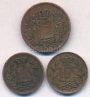 Német Államok / Bajorország 1855. 1/2kr Cu + 1863. 1pf Cu + 1869. 1pf Cu T:2,2-
German States / Bav...