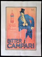 Enrico Sacchetti (1877-1967): Bitter Campari, modern reprint reklám plakát, kissé foltos, 31x22 cm / Campari, modern reprint poster, slightly water stained, 31x22 cm