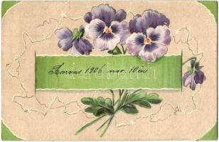 3 db régi dombornyomott virágos litho üdvözlőlap. vegyes minőség / 3 pre-1945 floral Emb. litho gree...