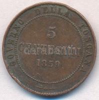 Olasz Államok / Toszkána / Második ideiglenes kormány 1859. 5c Cu T:2- ph. Italian States / Tuscany / Second Provisional Government 1859. 5 Centesimi Cu C:VF edge error Krause C#83