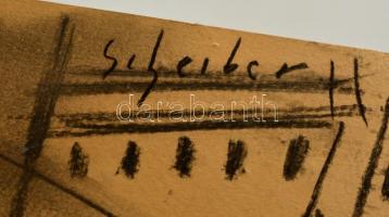 Scheiber jelzéssel: Járókelők. Szén, karton, 26×23 cm