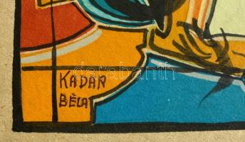 Kádár jelzéssel: Kettős arc. Vegyes technika, karton, 32×20 cm