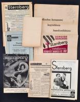 cca 1935-1942 A Sternberg Királyi és Udvari Hangszergyár árjegyzékei, szórólapjai, nyomtatványai