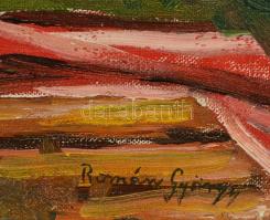 Román jelzéssel: Virágcsendélet. Olaj, vászon, keretben, 40×30 cm