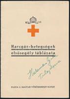 cca 1935-1940 Harcgáz betegségek elsősegély táblázata, Magyar Vöröskereszt Egylet