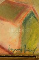 Egry jelzéssel: Kunyhó a parton. Kréta, papír, üvegezett keretben, 29×39 cm