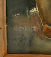 Márffy jelzéssel: Kukoricás csendélet. Akvarell, papír, üvegezett keretben, 27×50 cm