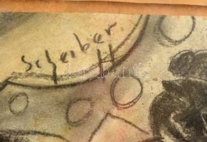 Scheiber jelzéssel: Jazz. Szén, papír, üvegezett keretben, 29×20 cm