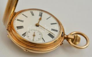 cca 1900 Anker járatos, 15 köves 14K arany női 
 zsebóra. Dupla arany fedéllel, működő szerzettel, ...