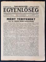 1934 Bp., Az Egyenlőség, a Magyar Zsidóság Politikai Napilapja 54. évfolyamának 25. száma