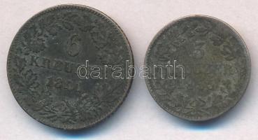 Német Államok / Frankfurt 1841. 6kr Ag (2,43g) + Württemberg 1855. 3kr Ag (1,28g) T:2-,3 German States / Frankfurt 1841. 6 Kreuzer Ag (2,43g) + Wurttemberg 1855. 3 Kreuzer Ag (1,28g) C:VF,F