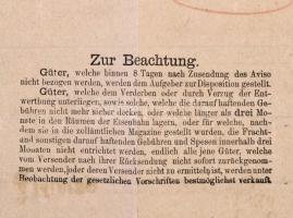 1868 Pest, K.k. priv. österr. Staats-Eisenbahn-Gesellschaft beszerzési jegy / Aviso- und Bezugsschei...