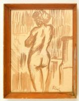 Rónai jelzéssel: Női akt háttal. Lavírozott tus, papír, üvegezett keretben, 30×23 cm