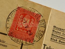 1931 MFTR BL DGT" teherárú fuvarlevél 4f illetéklerovással BUDAPEST - BAJA